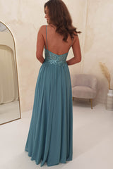 Ariel Embellished Maxi Gown | Aqua
