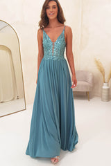 Ariel Embellished Maxi Gown | Aqua