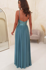 Ariel Embellished Maxi Gown | Aqua