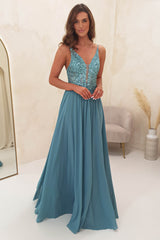 Ariel Embellished Maxi Gown | Aqua