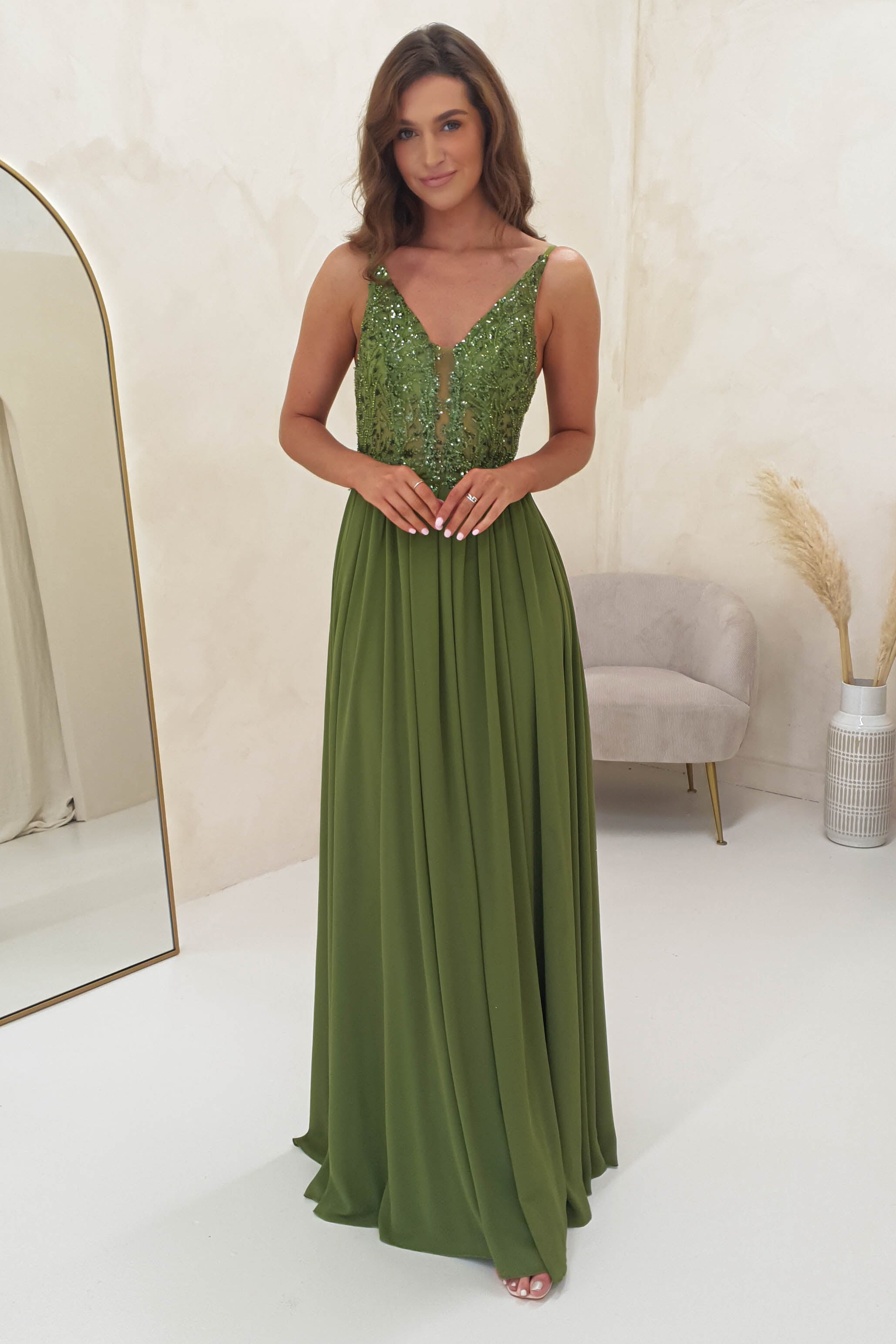 Ariel Embellished Maxi Gown | Green