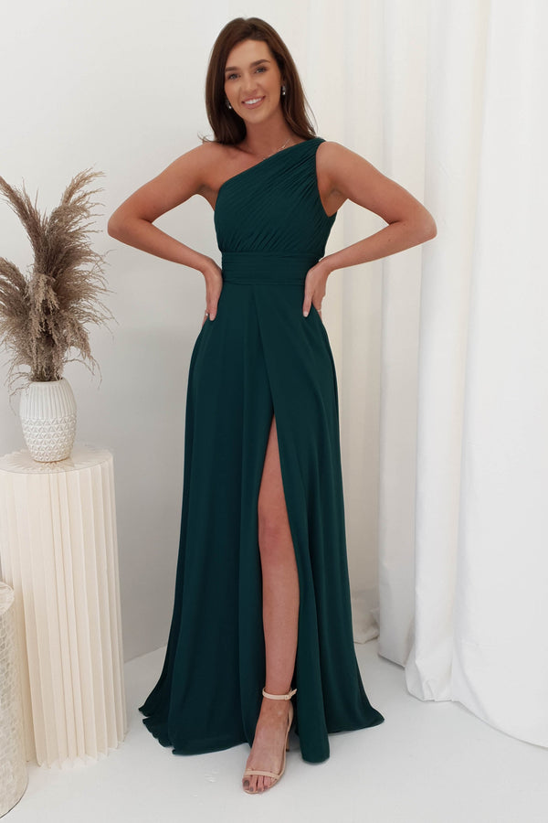 Carmela Chiffon Maxi Dress | Forest Green