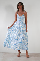Carolyn Floral Print Maxi Dress Blue/White | Wedding Guest Dress | Maxi | Oh Hello Clothing