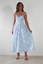 Carolyn Floral Print Maxi Dress Blue/White | Wedding Guest Dress | Maxi | Oh Hello Clothing