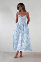 Carolyn Floral Print Maxi Dress Blue/White | Wedding Guest Dress | Maxi | Oh Hello Clothing