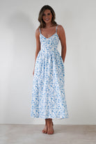 Carolyn Floral Print Maxi Dress Blue/White | Wedding Guest Dress | Maxi | Oh Hello Clothing