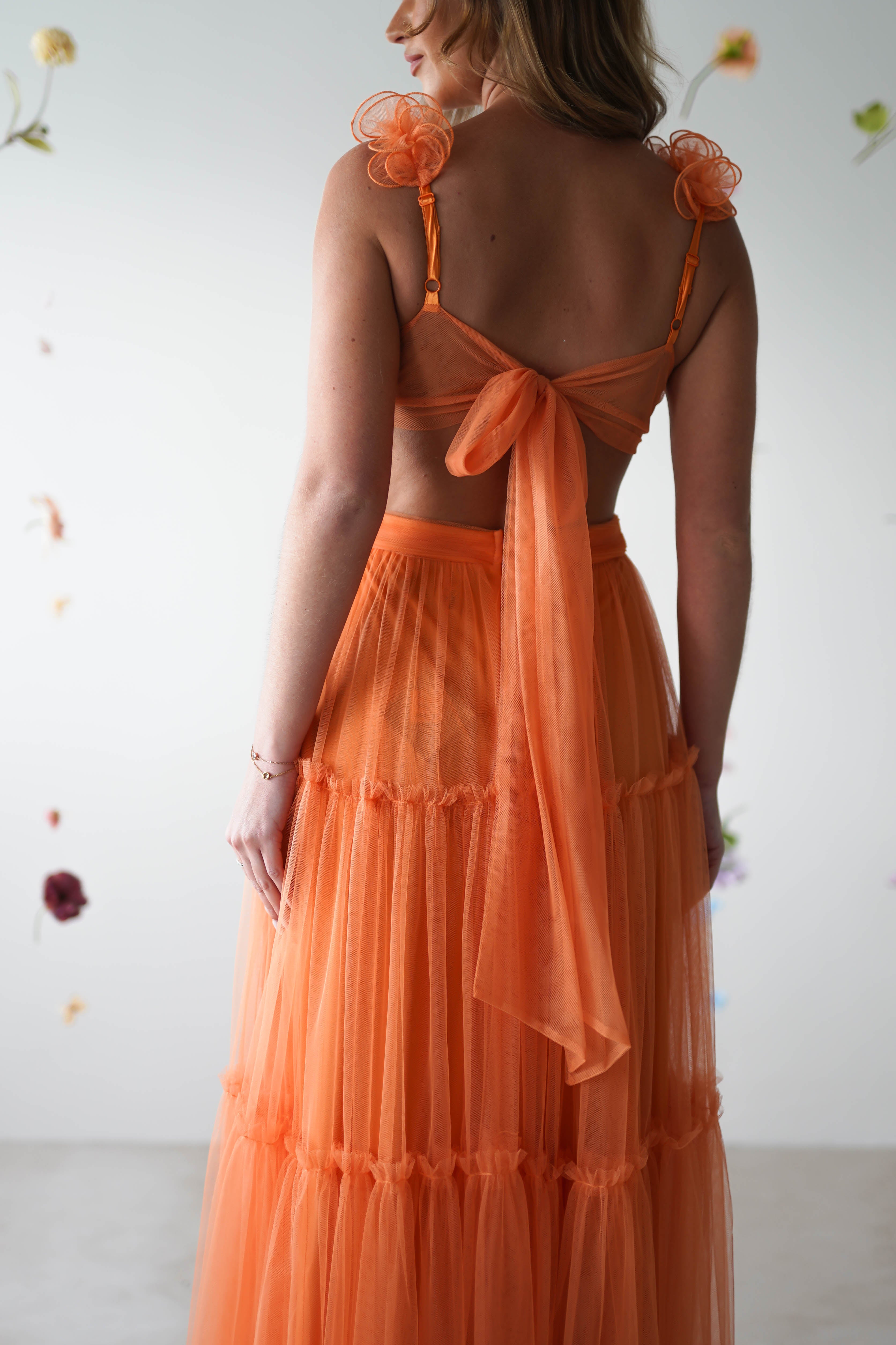 Dark orange ruffle dress hotsell