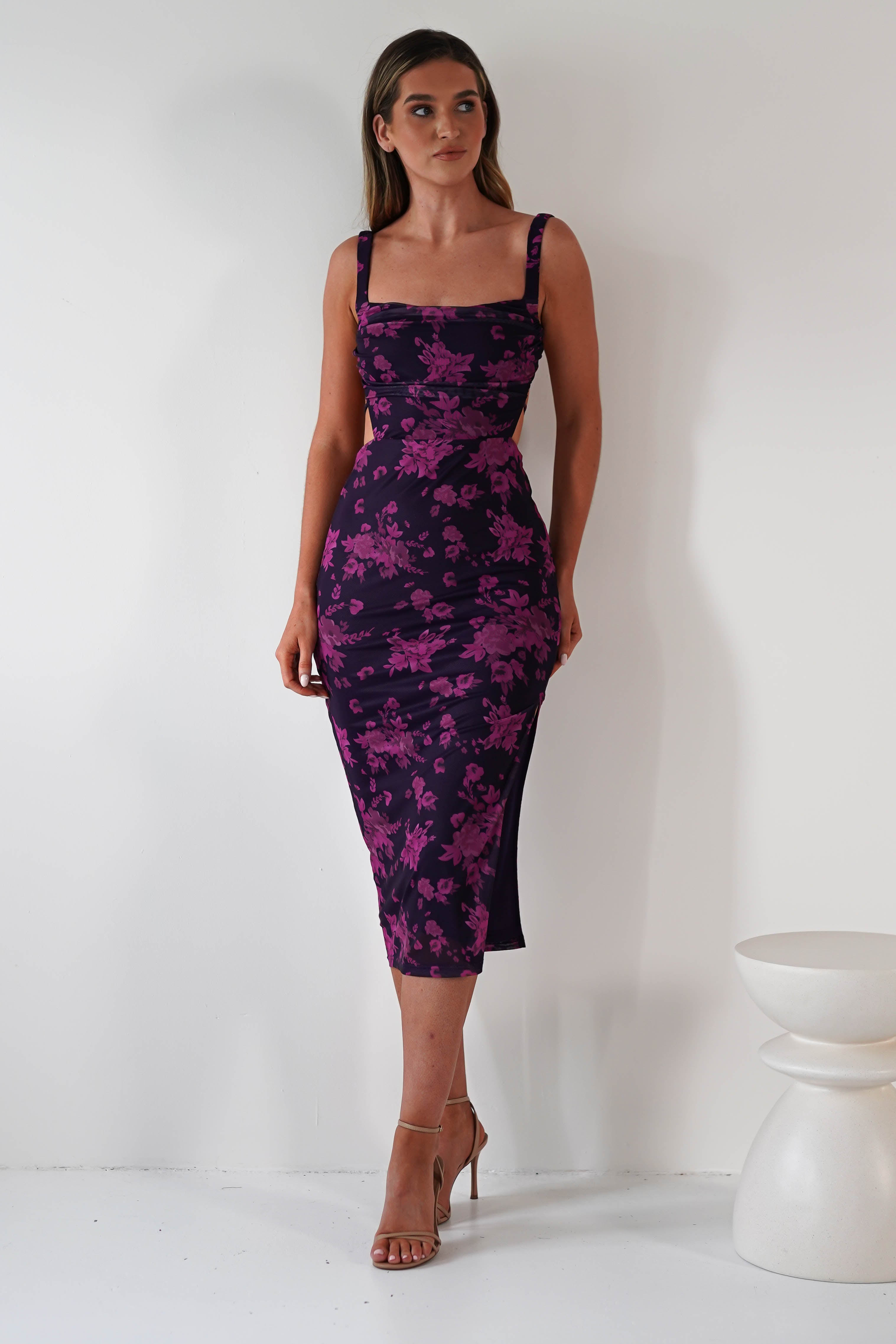 Lulu Bodycon Backless Midi Dress | Grape