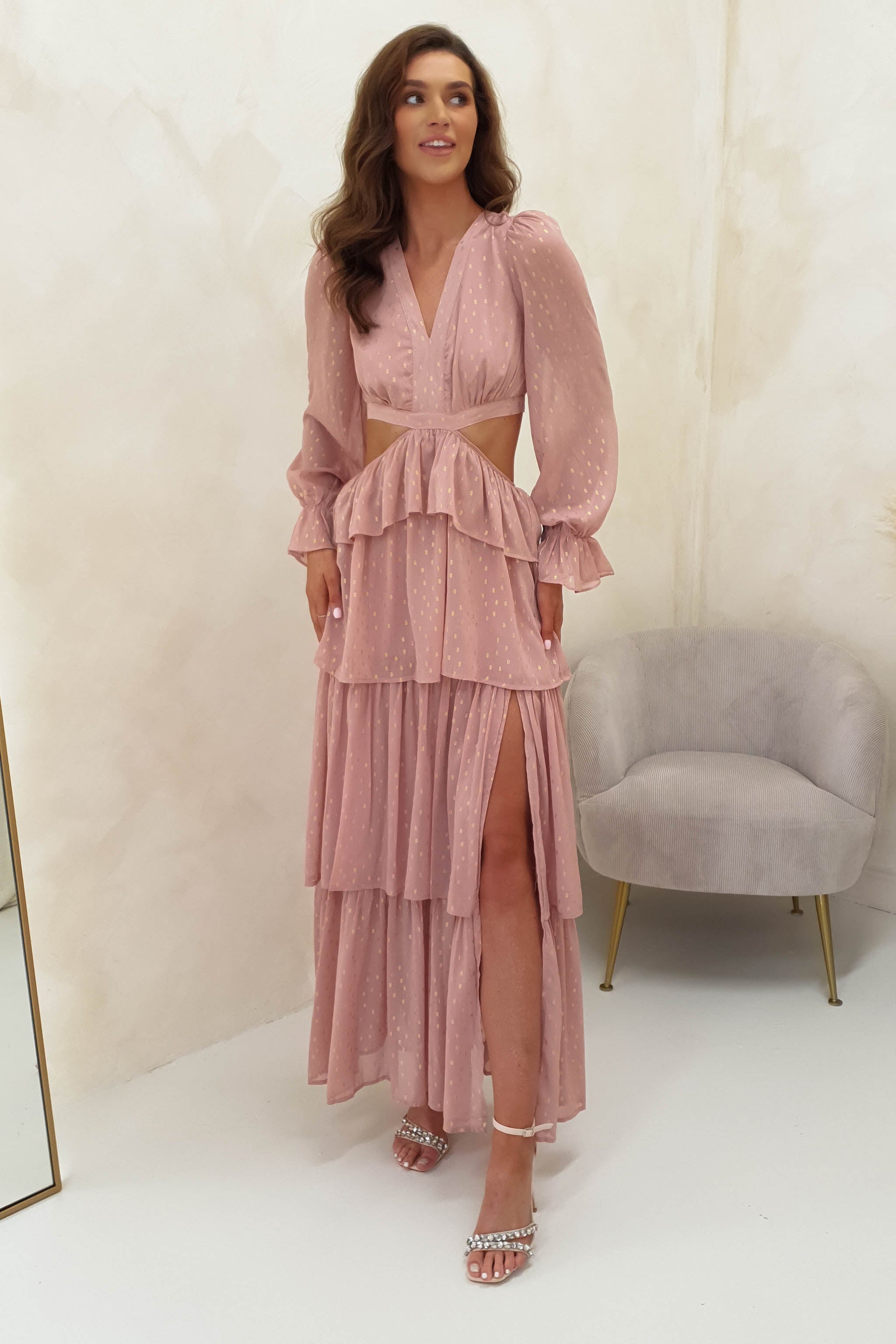 Deola Chiffon Maxi Dress | Dusty Pink