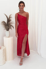 Abella Sequin Maxi Gown | Red