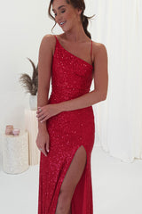 Abella Sequin Maxi Gown | Red