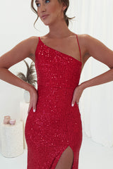 Abella Sequin Maxi Gown | Red