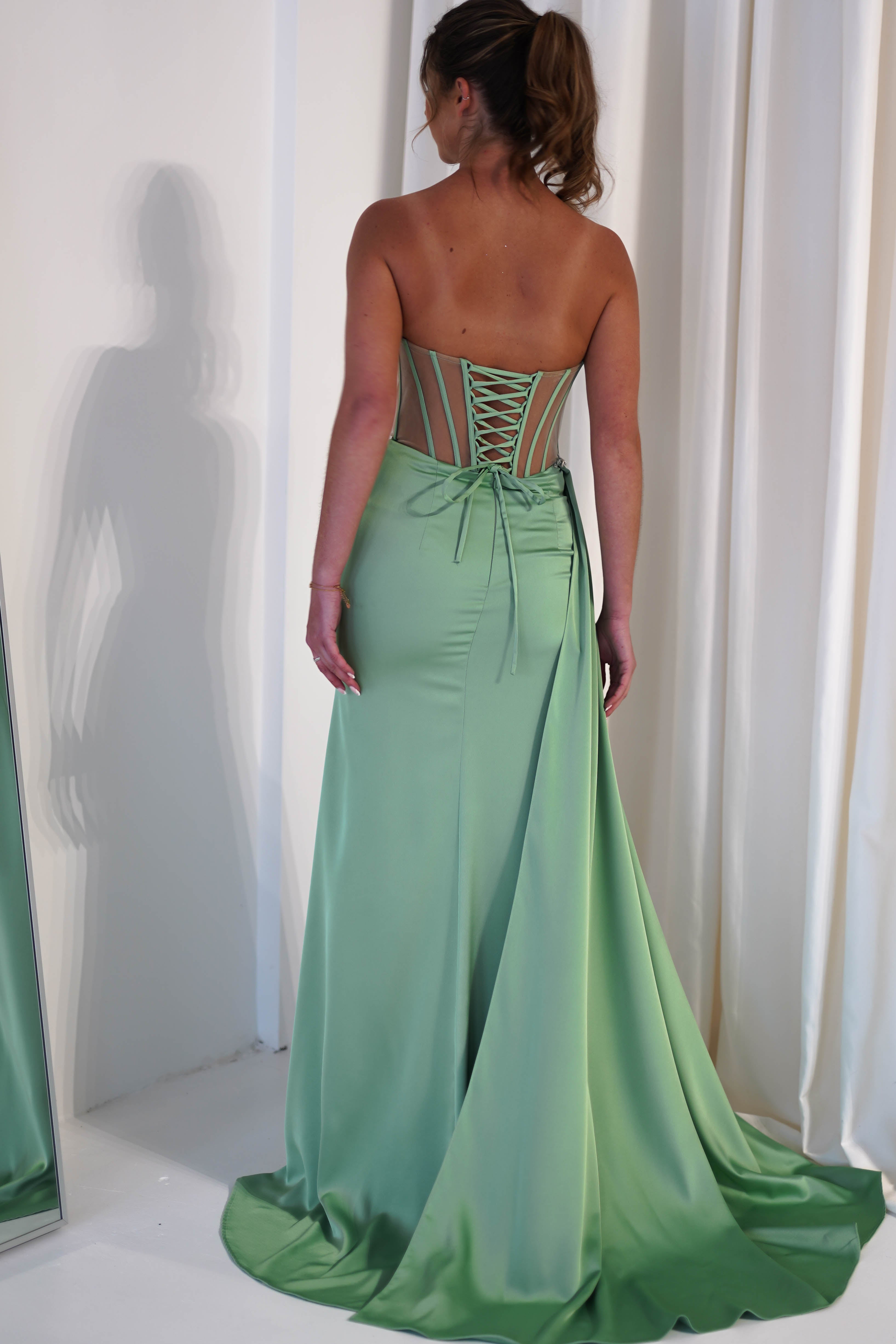 Jovana Strapless Gown | Mint Green