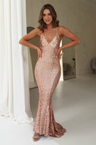 Evana Mermaid Backless Sequin Gown | Rose Gold | Debs & Prom | Formal Gown | Oh Hello Clothing