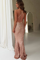 Evana Mermaid Backless Sequin Gown | Rose Gold | Debs & Prom | Formal Gown | Oh Hello Clothing