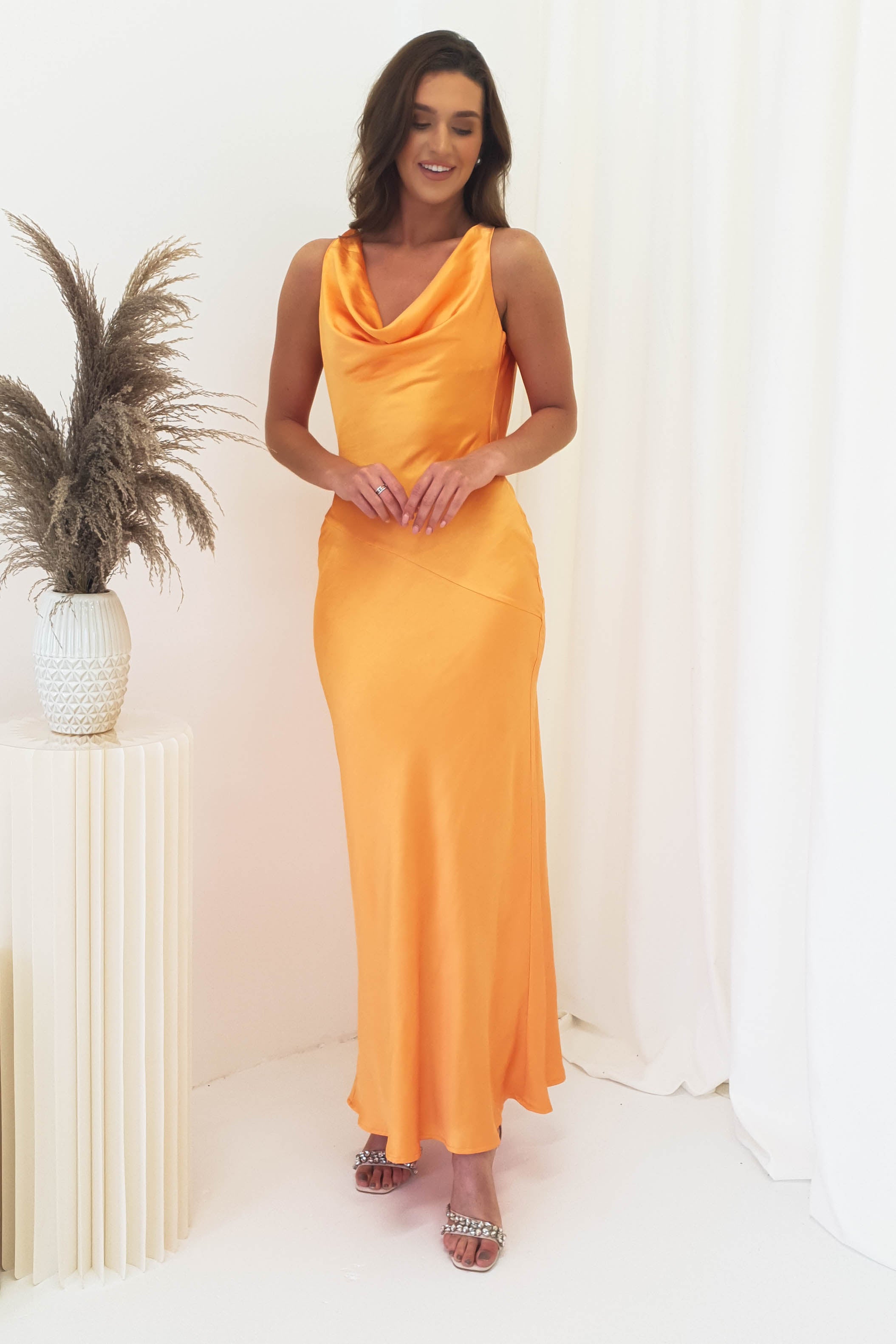 Leah Cowl Neckline Maxi Dress | Orange