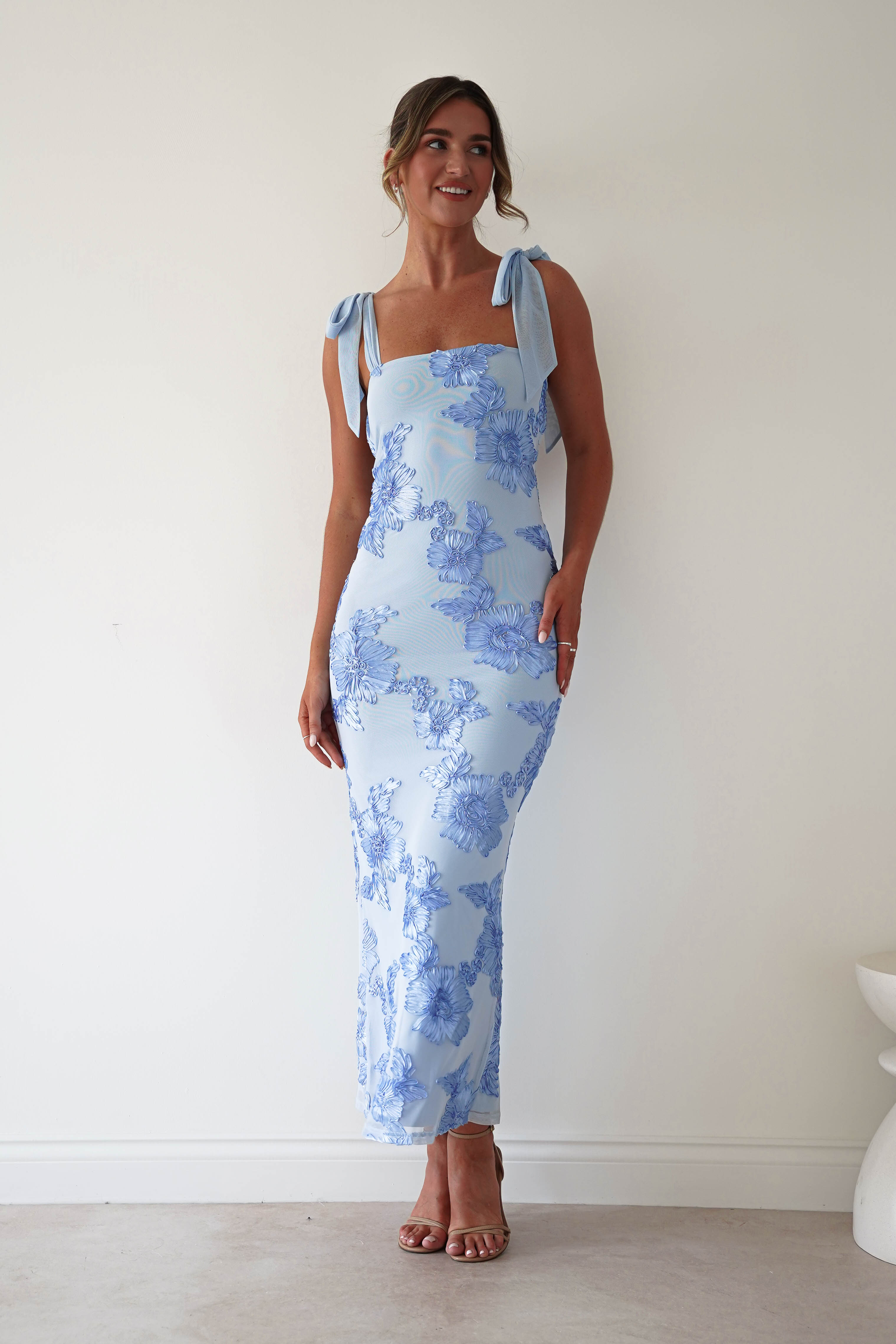 Oh Hello Clothing Women > Clothing > Dresses * DONE - Mahalia Floral Appliqué Maxi Dress | Blue