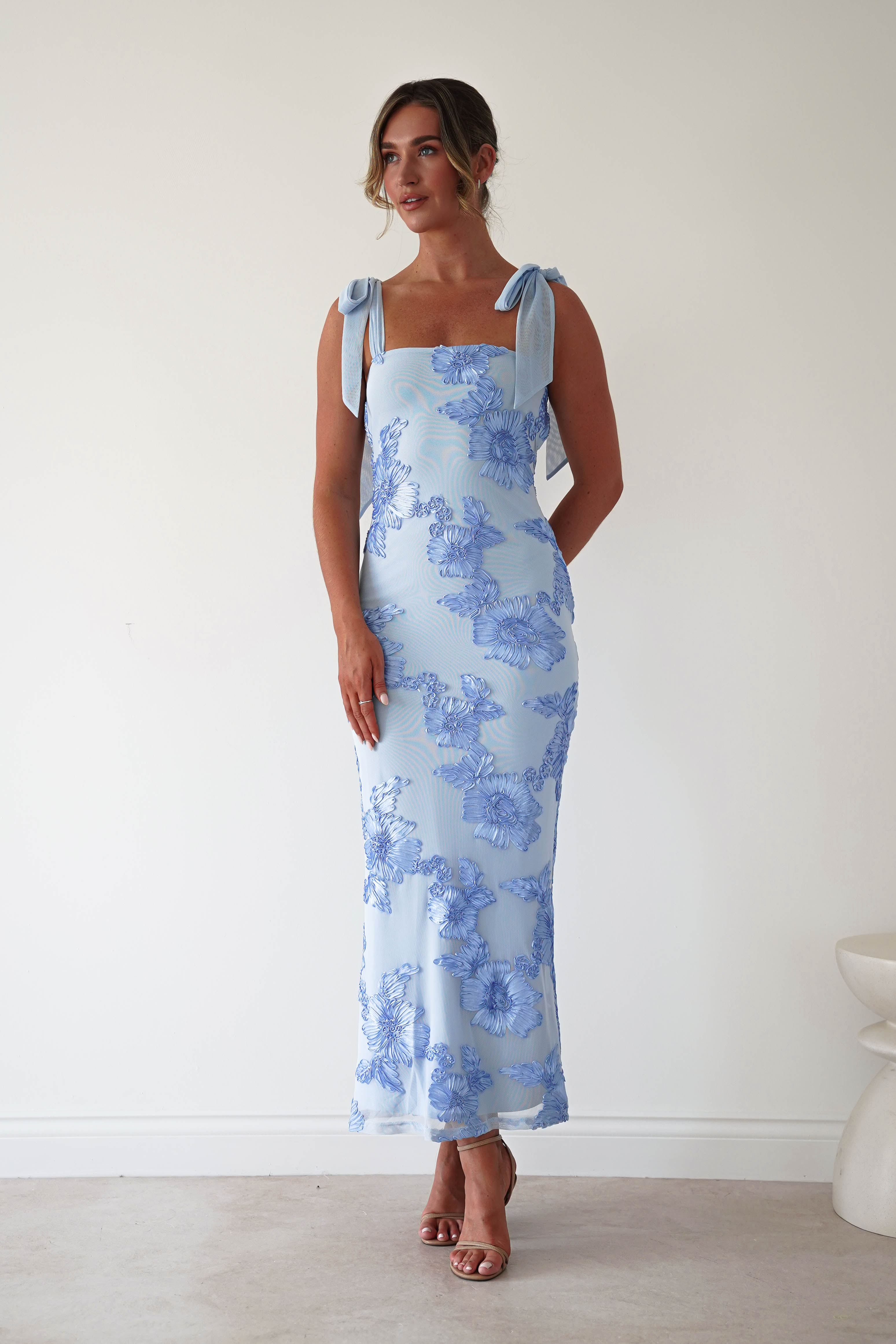 Oh Hello Clothing Women > Clothing > Dresses * DONE - Mahalia Floral Appliqué Maxi Dress | Blue
