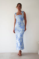 Oh Hello Clothing Women > Clothing > Dresses * DONE - Mahalia Floral Appliqué Maxi Dress | Blue