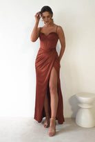 Maja Satin Corset Gown | Rust | Debs & Prom | Formal Gown | Oh Hello Clothing