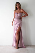 Theodora Strapless Embellished Gown | Mauve | Debs & Prom | Formal Gown | Oh Hello Clothing