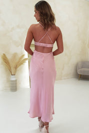 Becca Soft Satin Midi Dress | Pink