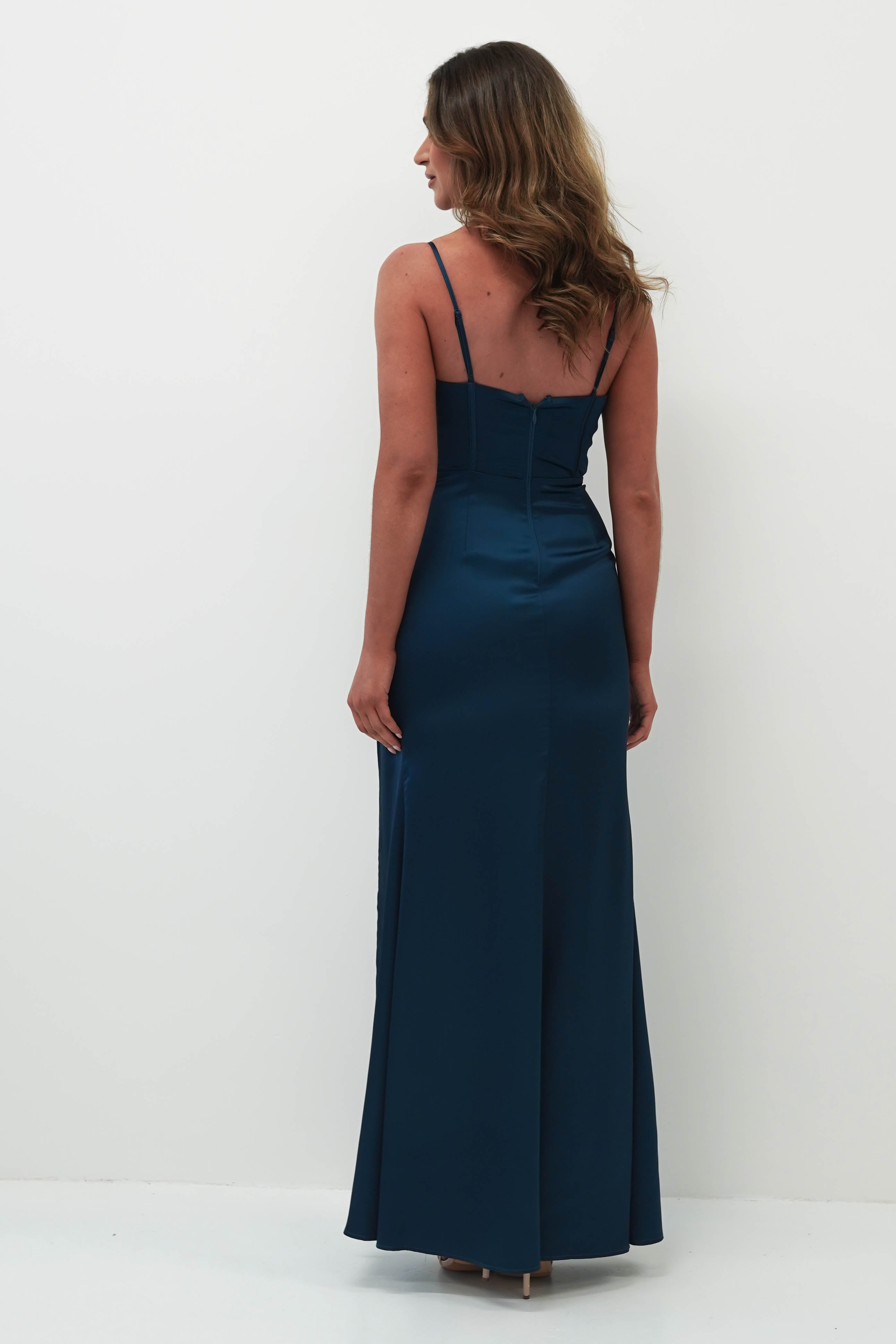 Ziah Soft Satin Gown | Teal