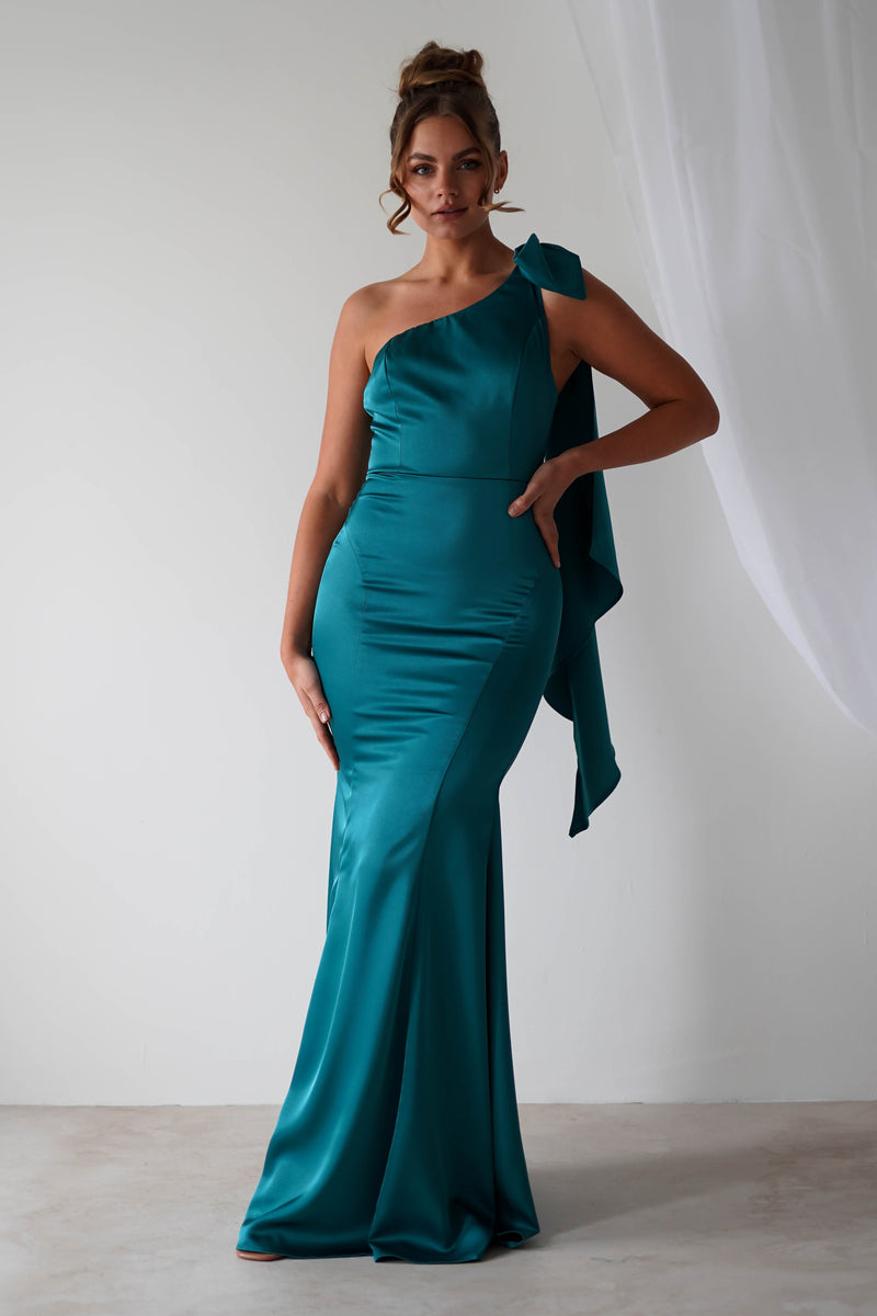 Zoe Teal Metallic Knit Gown