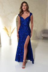 Klarie Bodycon Sequin Gown | Royal Blue