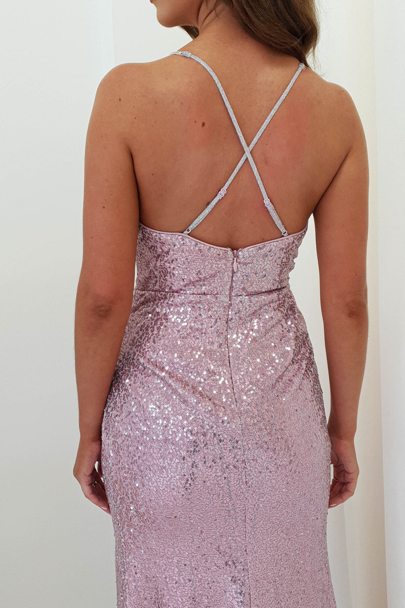 Jelina Sequin Gown | Pink Iridescent