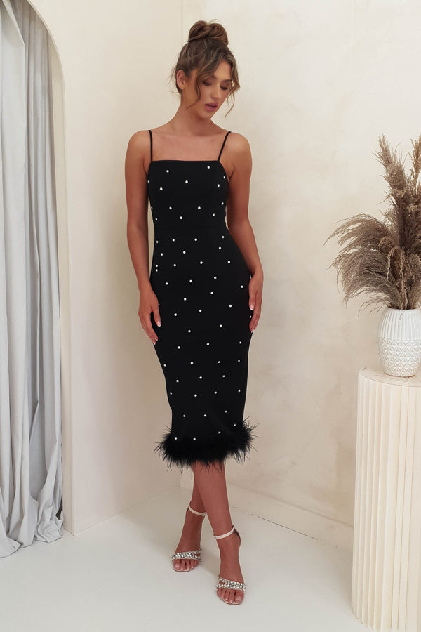 Tatiana Diamante Detail Midi Dress | Black