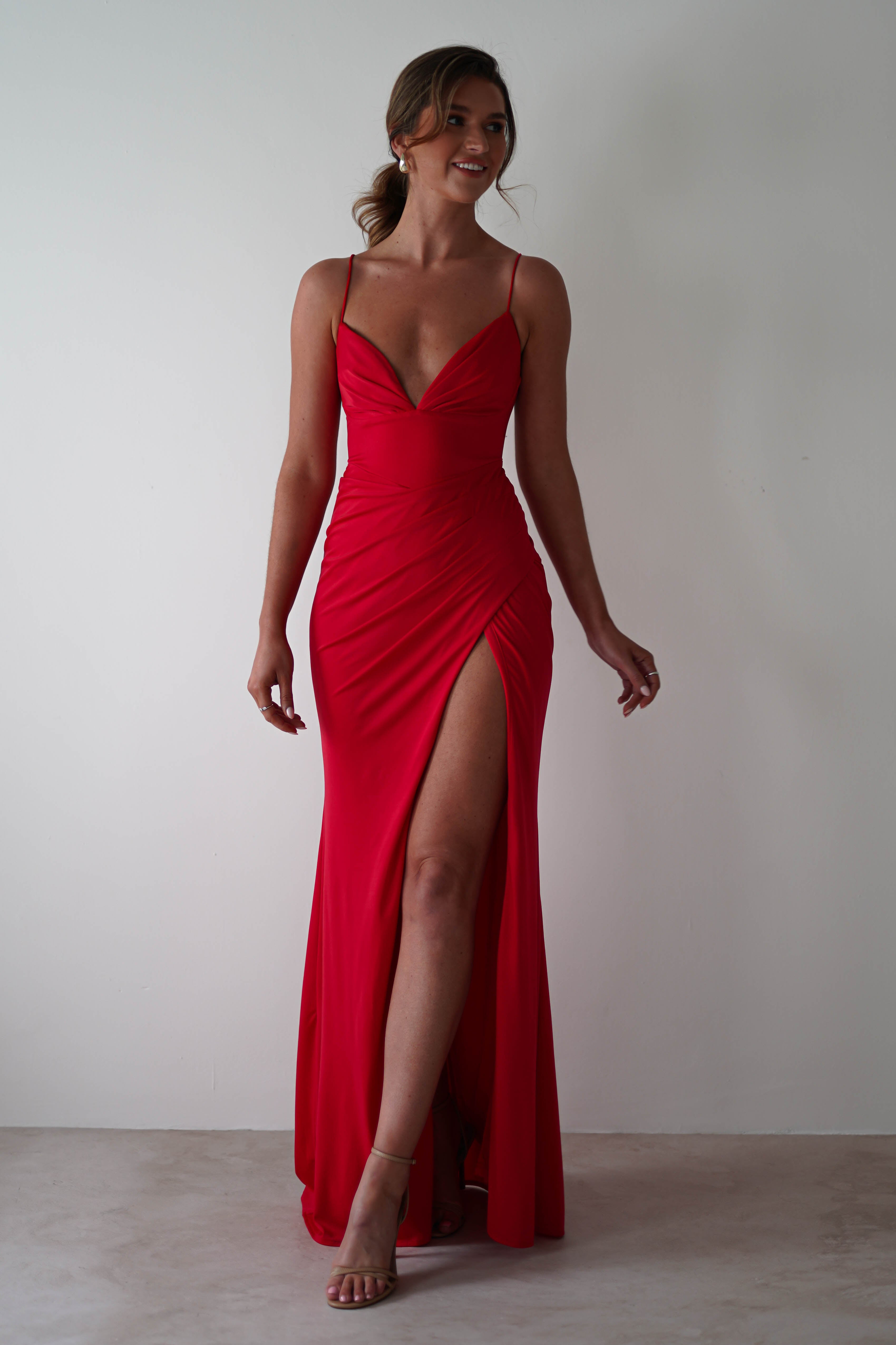 Aldina Soft Bodycon Dress | Red