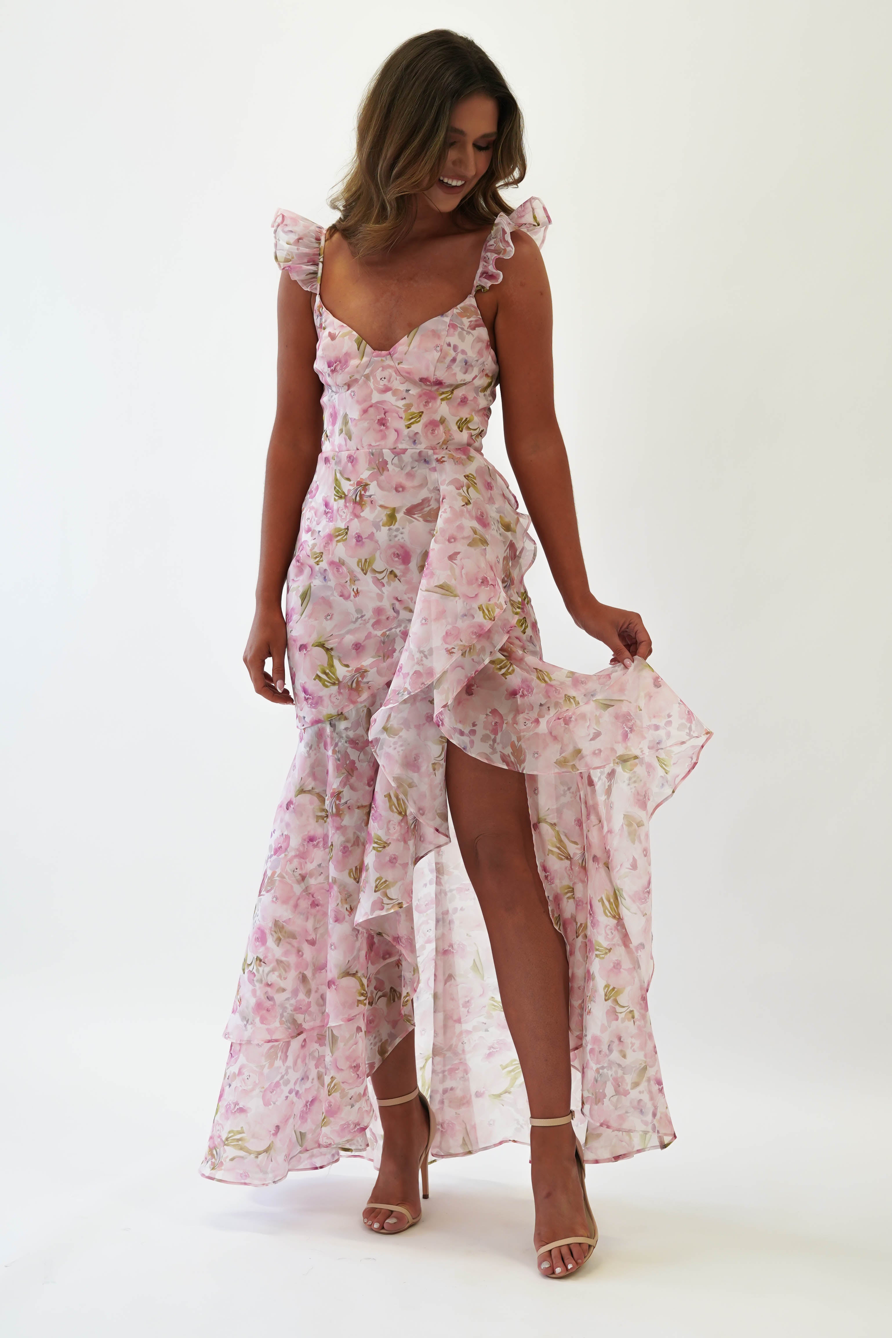 Cherita Floral Maxi Dress | Pink Print