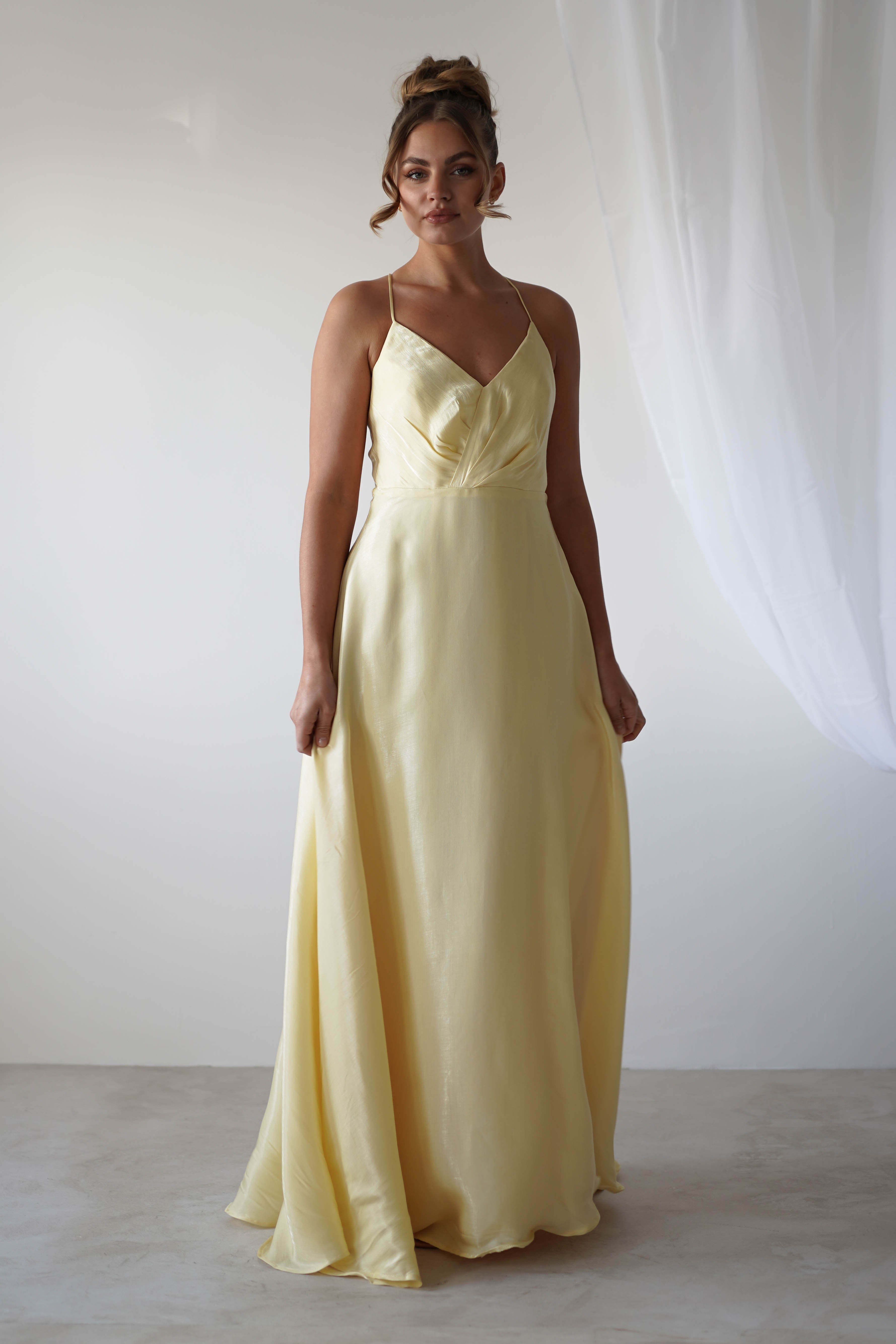 Tully Criss Cross Maxi Dress | Soft Yellow