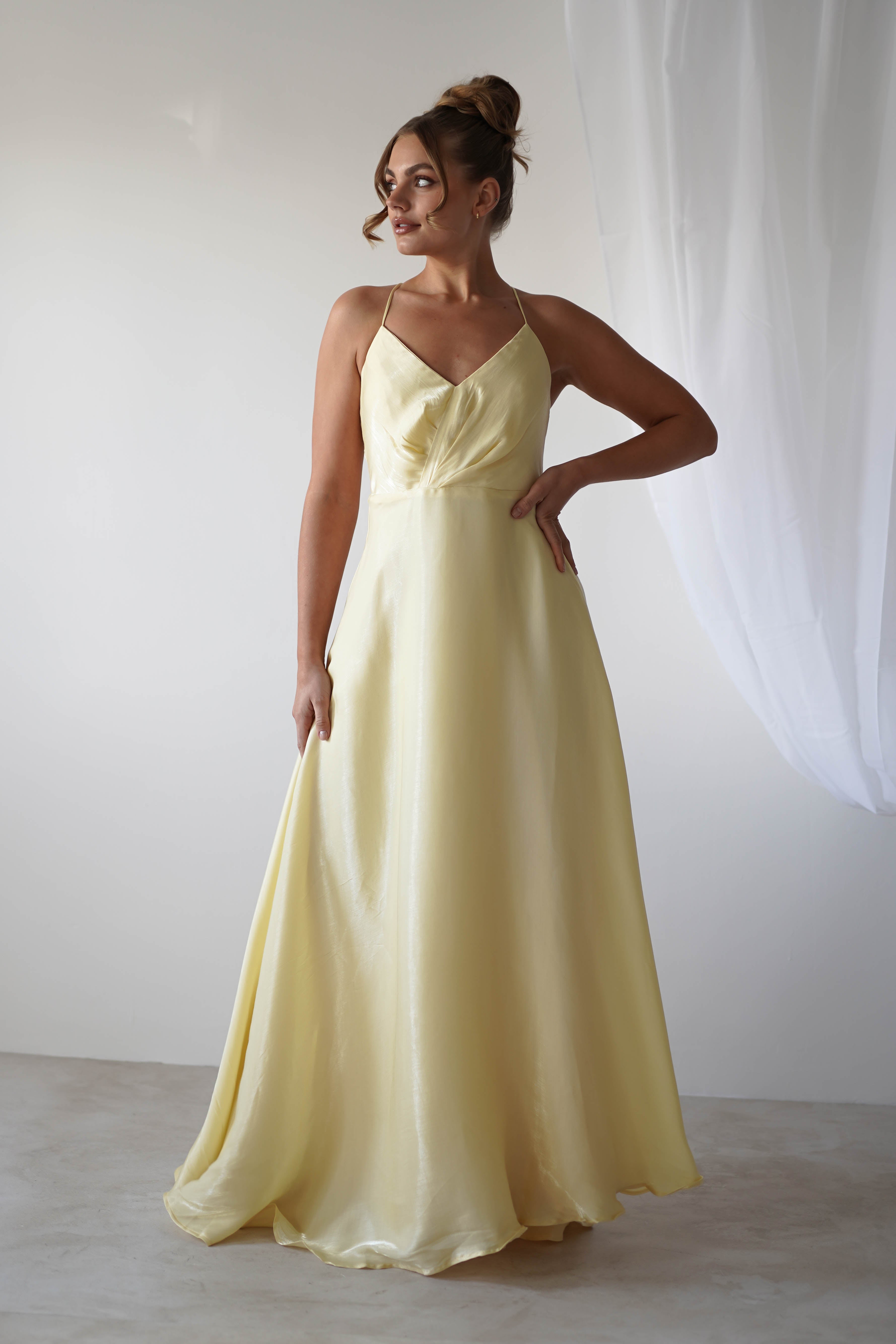 Tully Criss Cross Maxi Dress | Soft Yellow