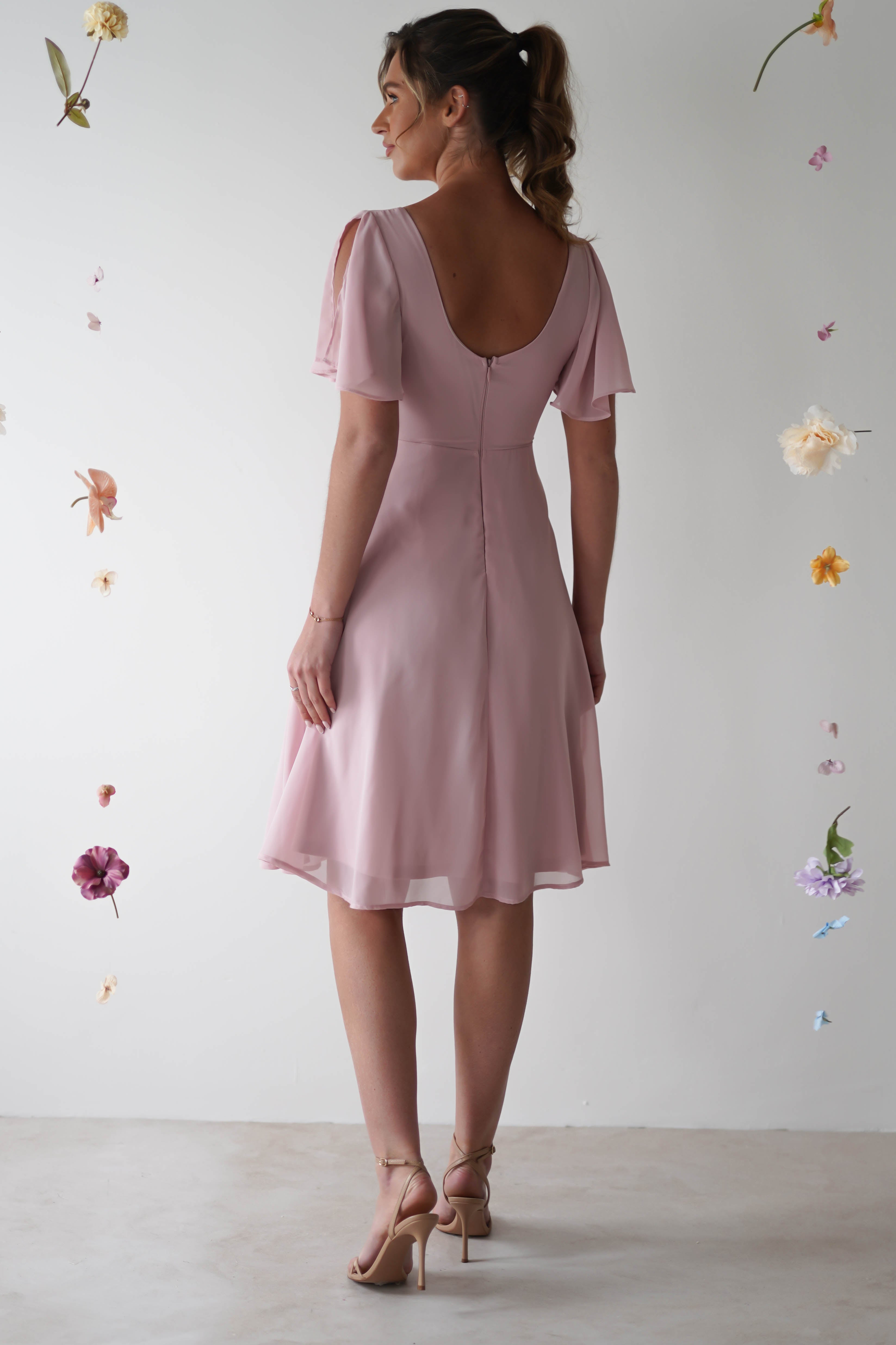 Katia Chiffon Midi Dress | Dusty Pink