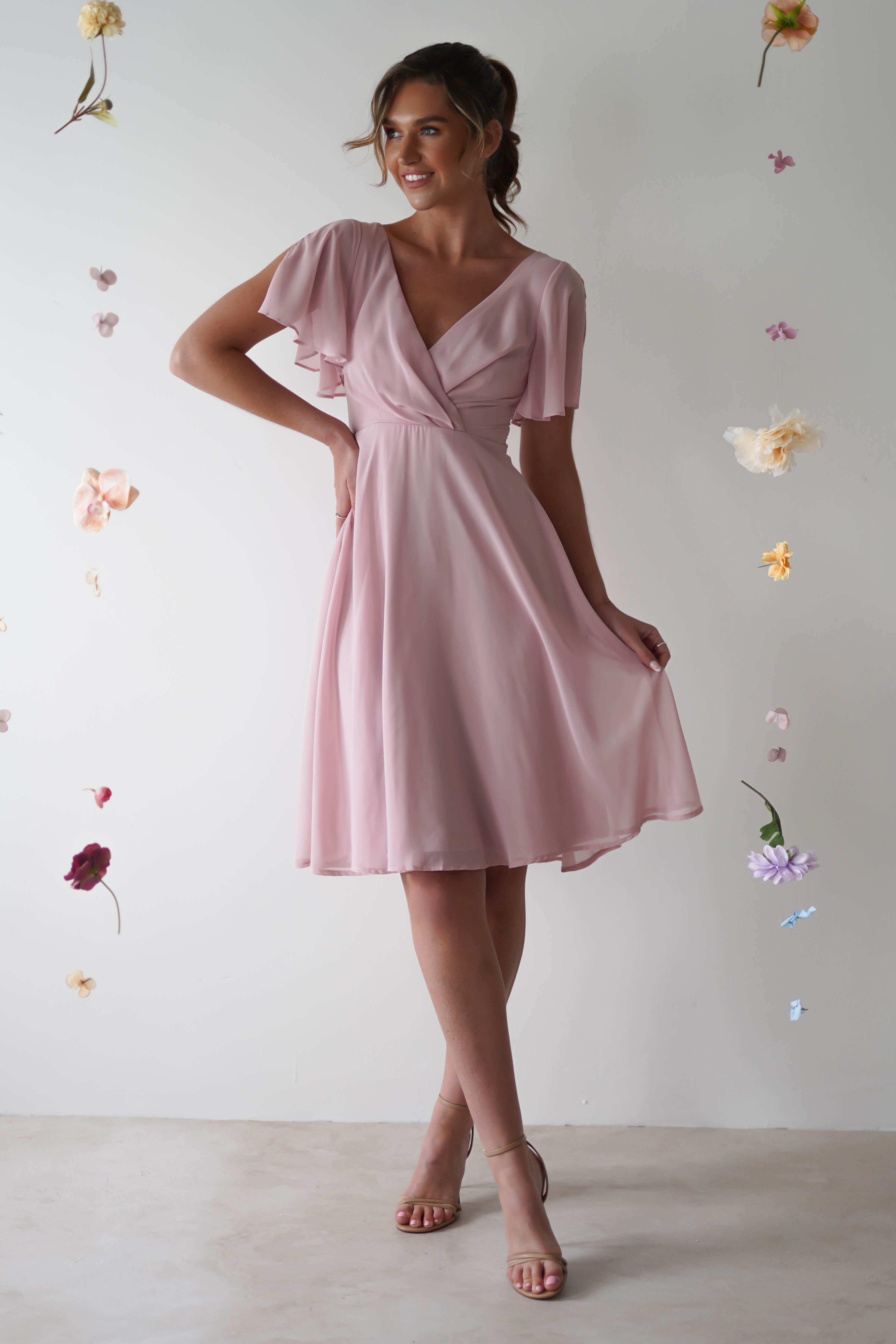 Katia Chiffon Midi Dress | Dusty Pink