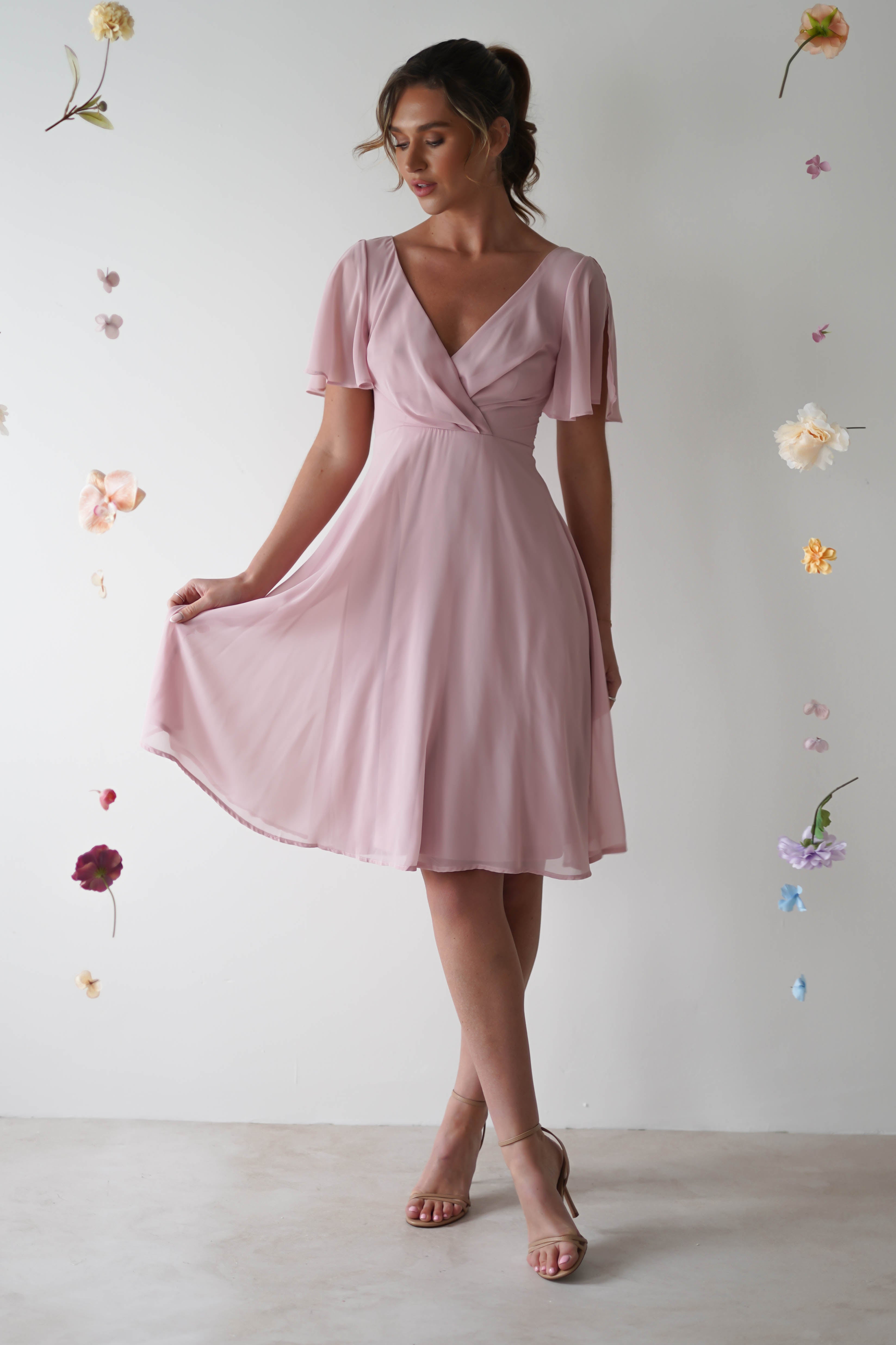 Katia Chiffon Midi Dress Dusty Pink