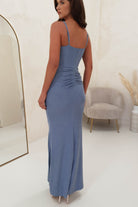 Josie Bodycon Shimmer Gown | Dusty Blue | Debs & Prom | Formal Gown | Oh Hello Clothing