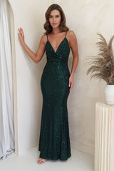 Chaney Sequin Bodycon Gown | Emerald Green