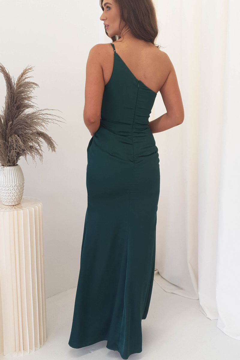 Daytona Satin Maxi Gown | Emerald Green