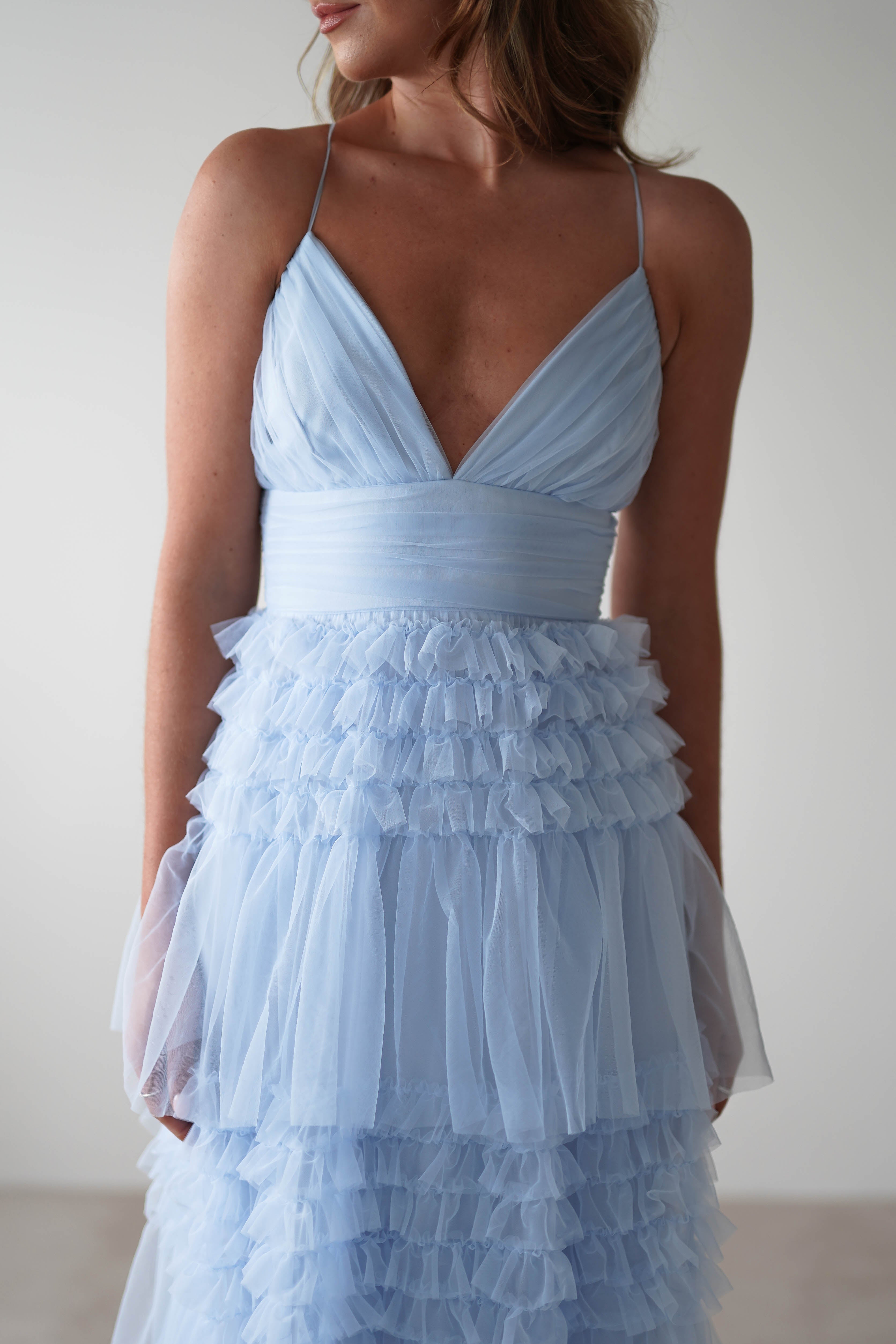 Madeleine Tulle Layered Maxi Dress | Blue