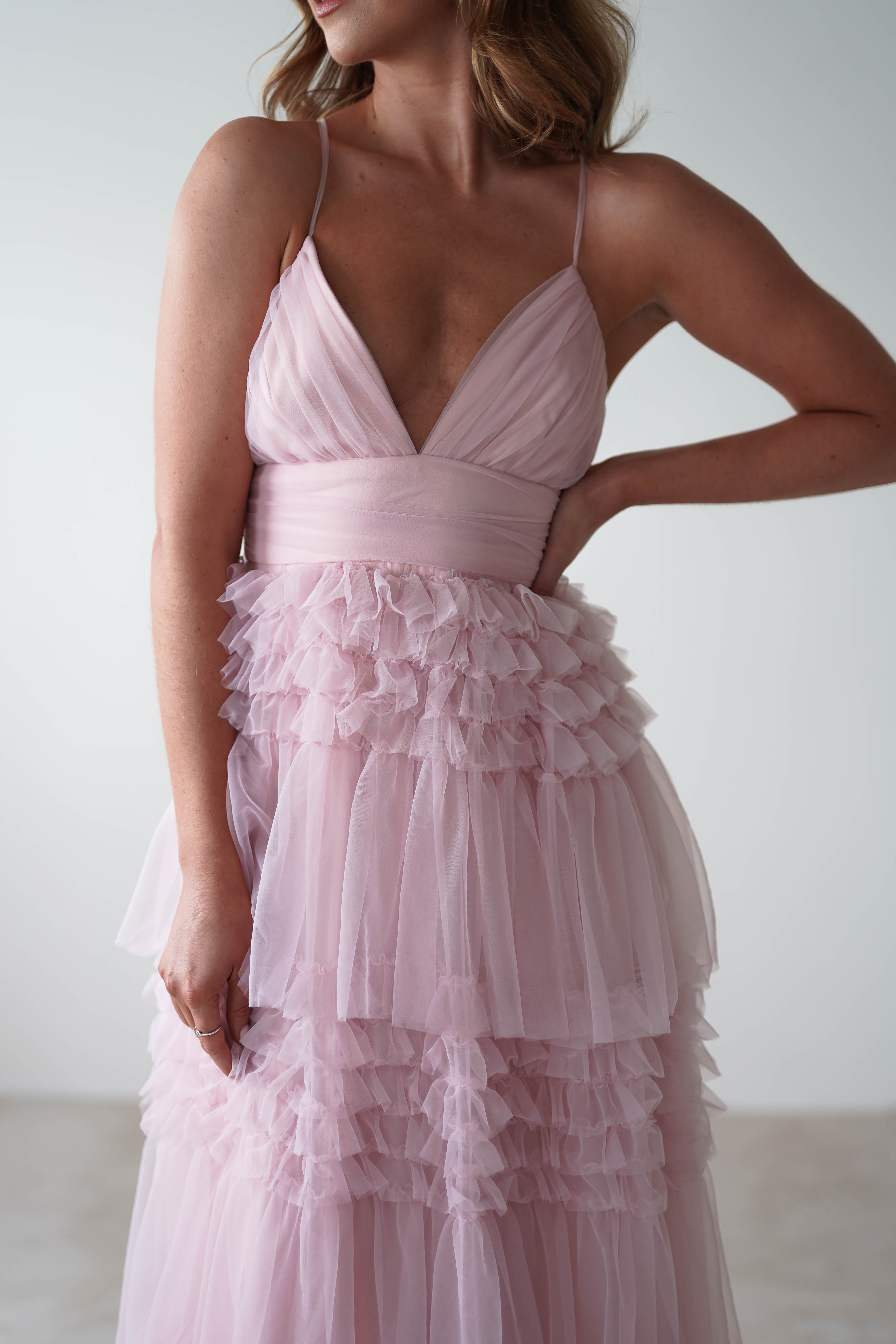 Madeleine Tulle Layered Maxi Dress | Pink
