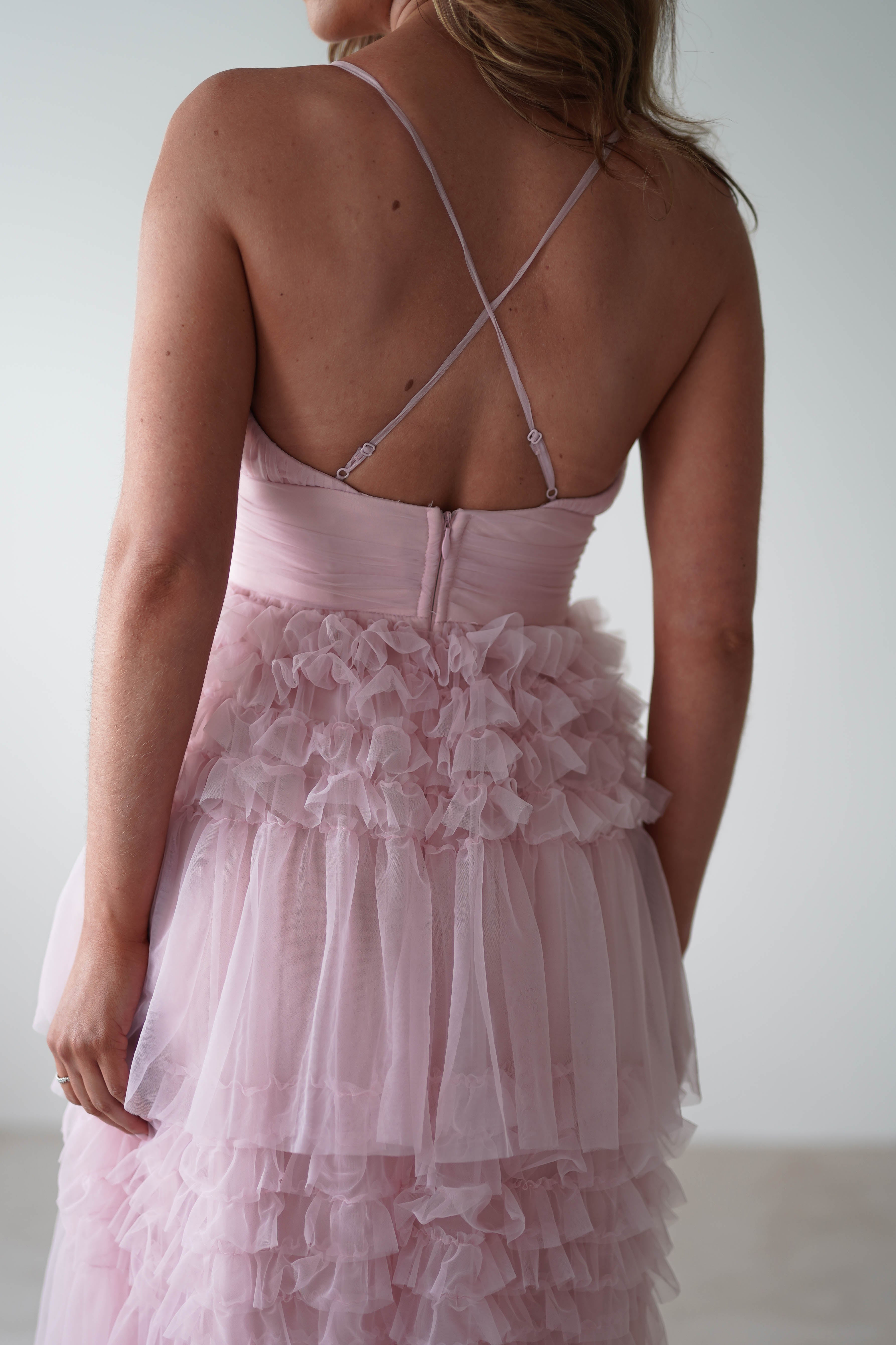 Madeleine Tulle Layered Maxi Dress | Pink