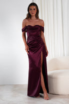 Monica Off The Shoulder Gown | Wine | Debs & Prom | Formal Gown | Oh Hello Clothing