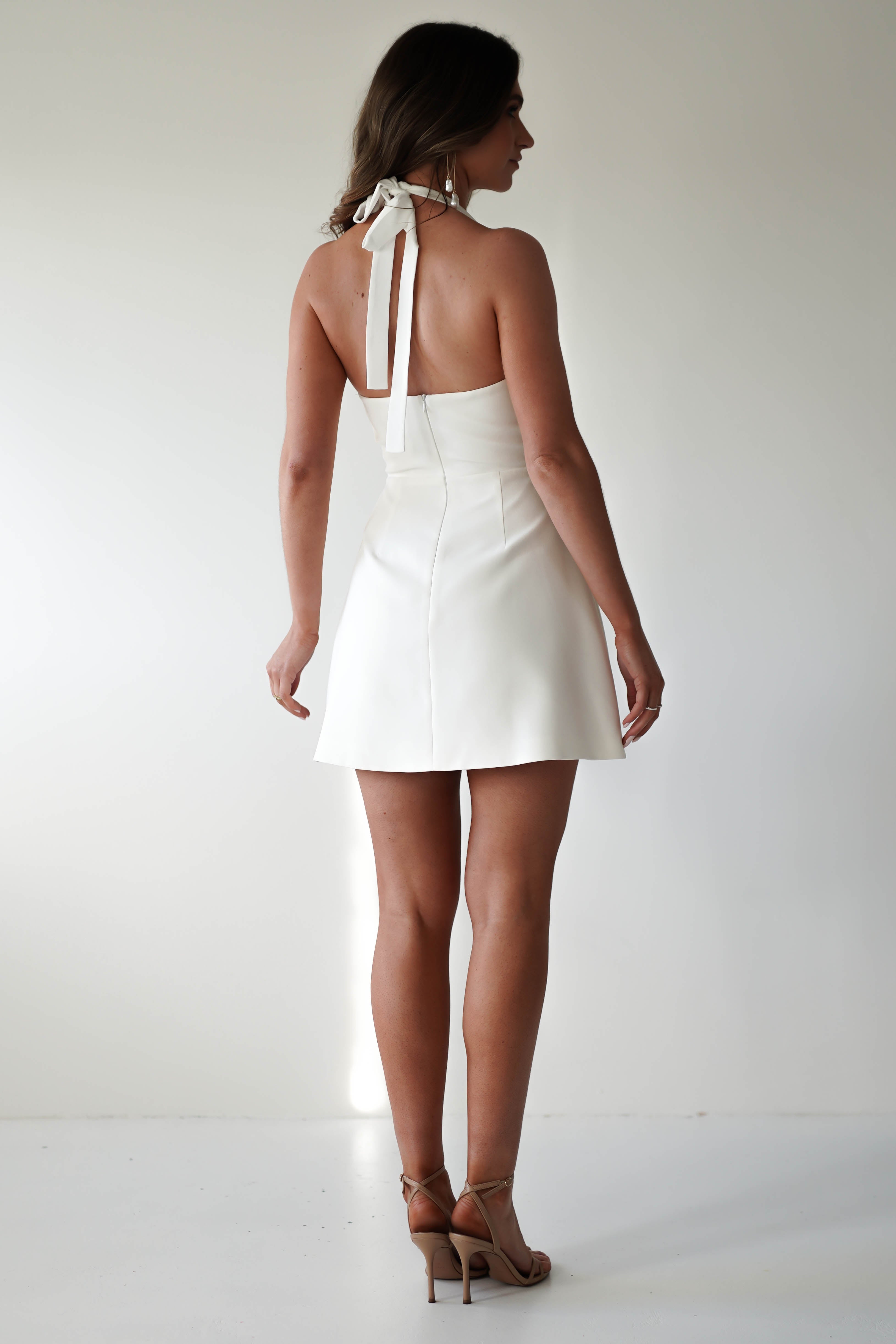 Morocco Halterneck Mini Dress | White