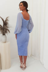 Arletta Long Sleeve Midi Dress | Dusty Blue