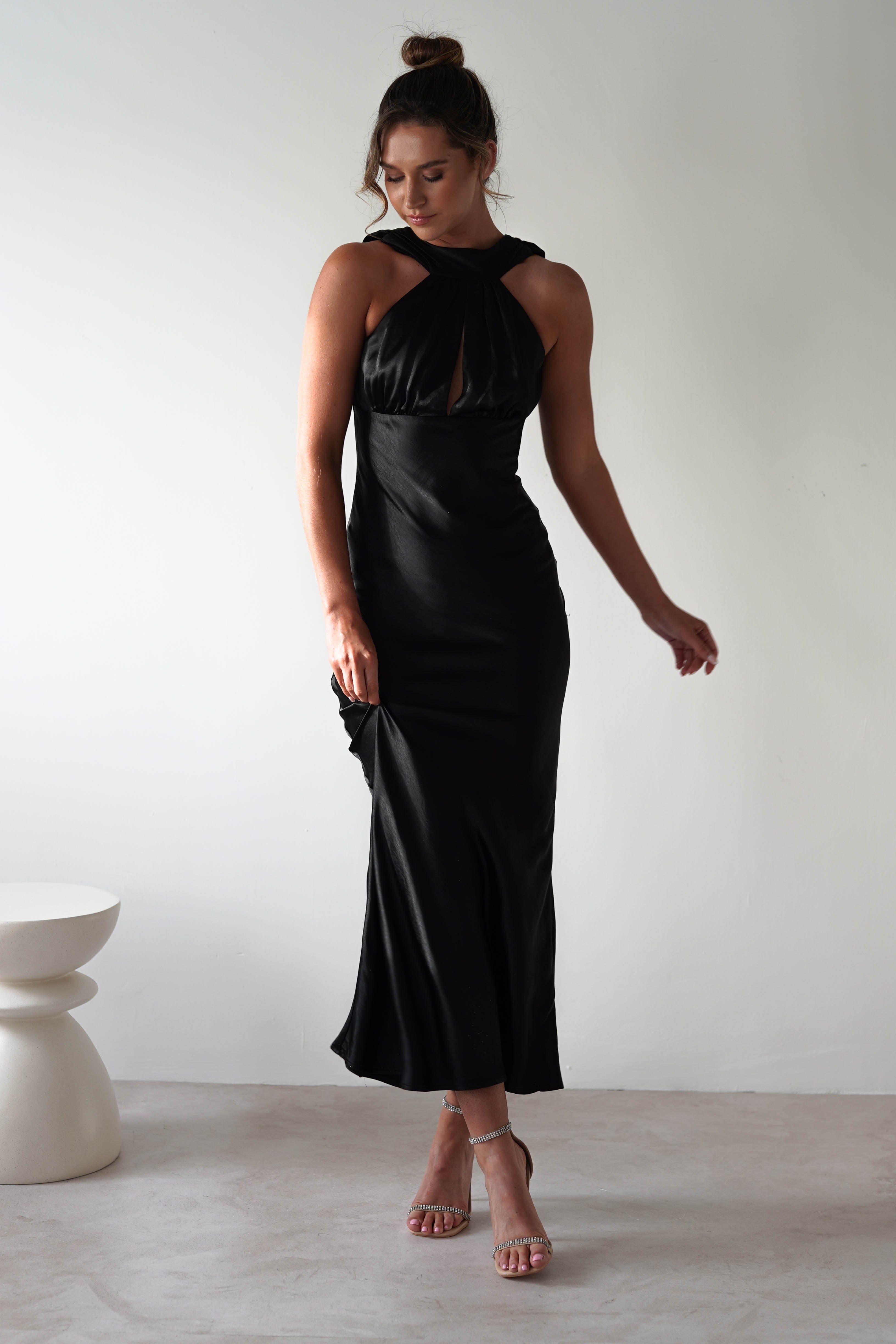 Lauryn Halter Neck Maxi Dress | Black