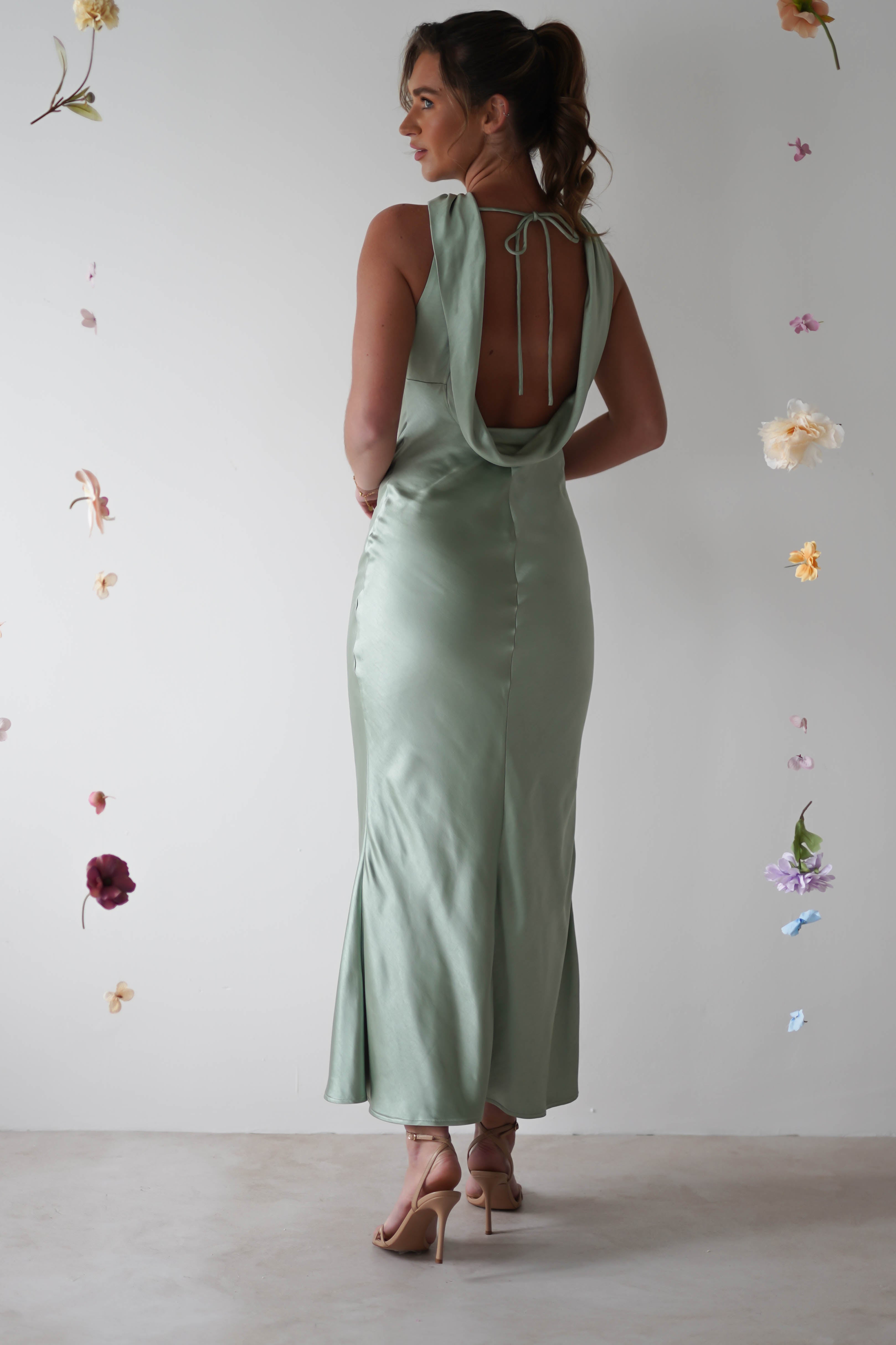 Lauryn Halter Neck Maxi Dress | Sage
