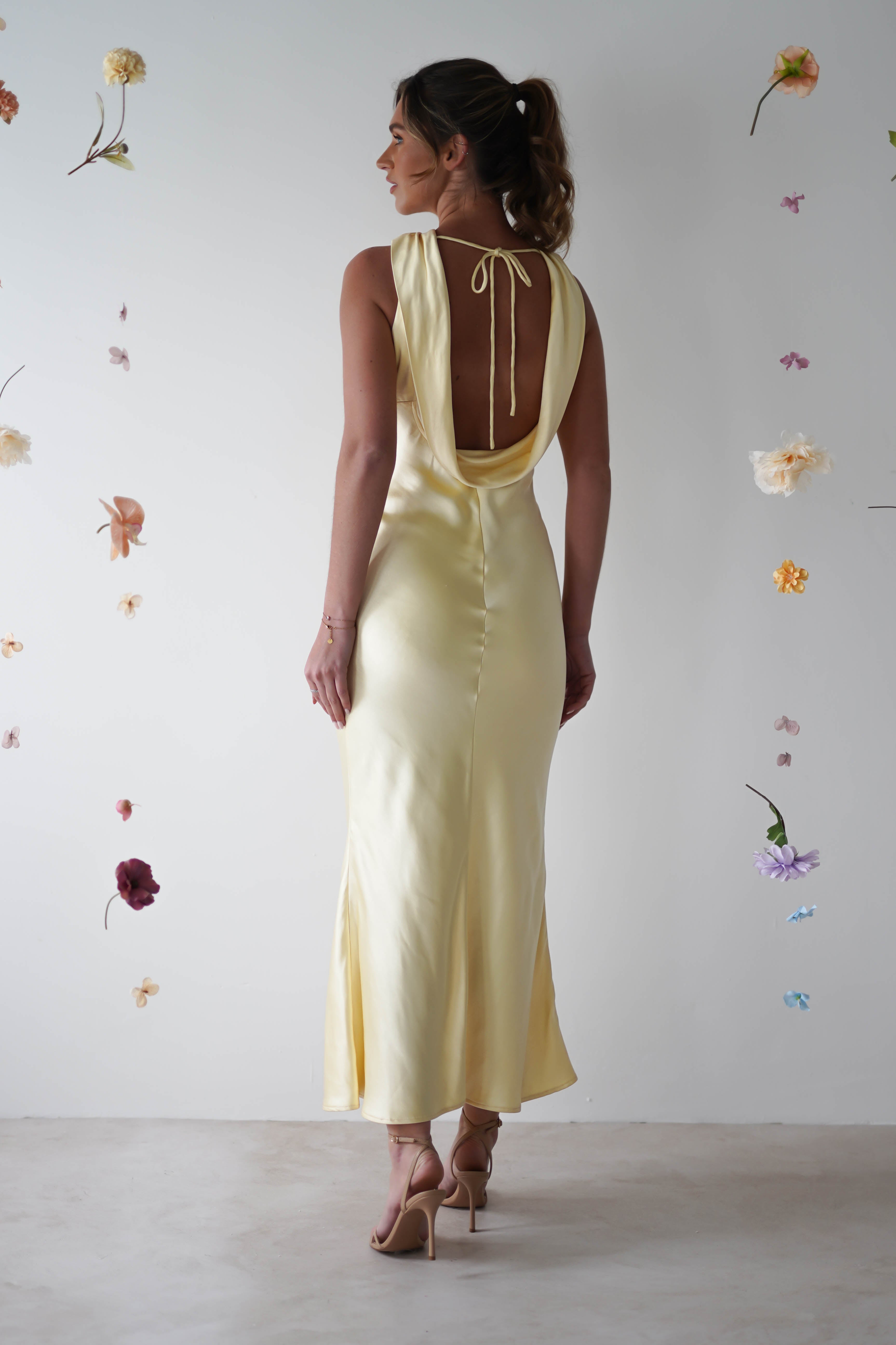 Lauryn Halter Neck Maxi Dress | Yellow